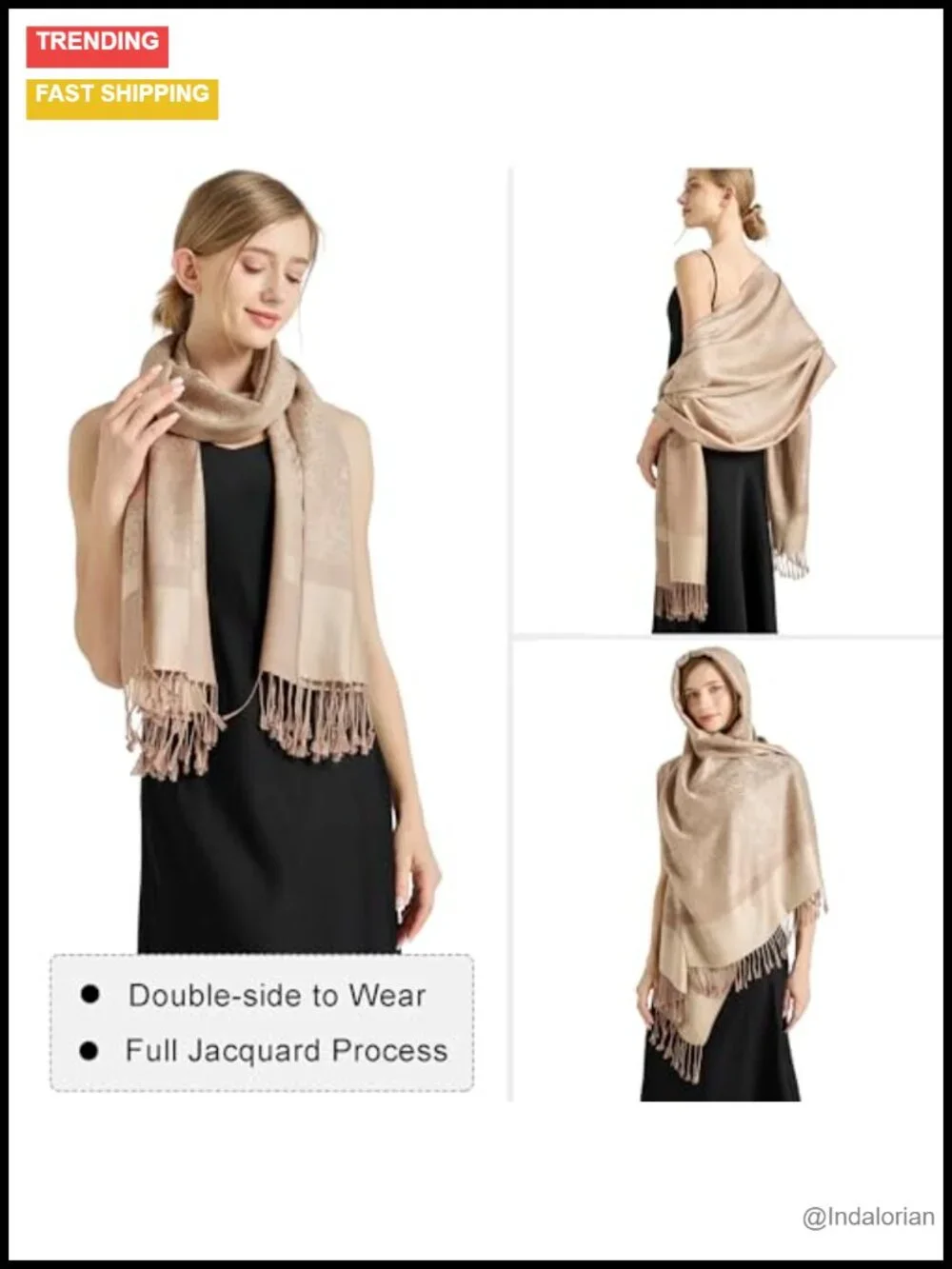 Silky Paisley Pashmina Shawl Wrap Double-Side Jacquard Evening Scarf Travel
